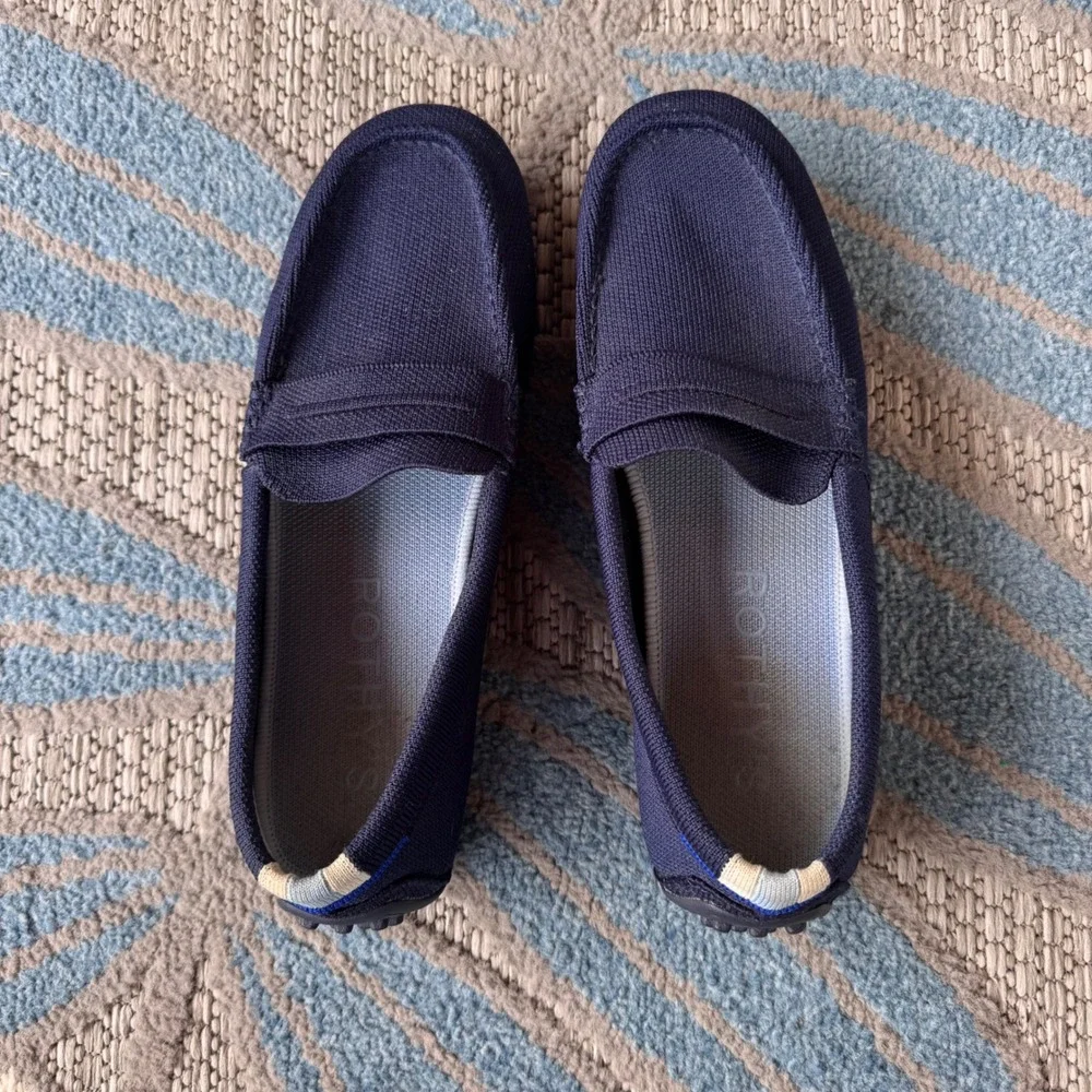Rothy's The Driver Loafer Navy Blue Sapphire Knit Flats Womens Size 8.5 Washable